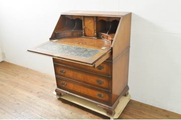 イギリスビンテージ　イギリス高級家具　ロスジョン(ROSJOHN)　イギリス王室御用達　マホガニー材　品のある佇まいが美しいライティングビューロー(ワークデスク、サイドチェスト、在宅用、在宅ワーク用、ヴィンテージ、英国)(R-076401)