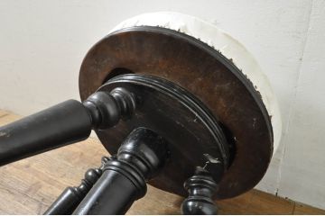 フランスアンティーク　クラシカルな挽き物脚のフレンチ回転スツール(ピアノスツール、丸椅子、イス、回転チェア)(R-076409)