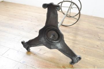 フランスアンティーク　希少!!　鋳物(いもの)ベースの真鍮(しんちゅう)製フレンチポールハンガー(ホールハンガー、コートハンガー、帽子掛け、店舗什器)(R-076410)