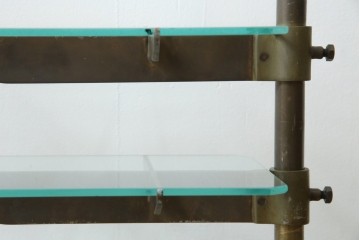 フランスビンテージ　大理石ベース　真鍮(しんちゅう)フレームの卓上フレンチディスプレイスタンド　(R-076411)