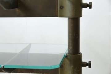 フランスビンテージ　大理石ベース　真鍮(しんちゅう)フレームの卓上フレンチディスプレイスタンド　(R-076411)