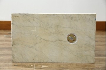 フランスビンテージ　大理石ベース　真鍮(しんちゅう)フレームの卓上フレンチディスプレイスタンド　(R-076411)