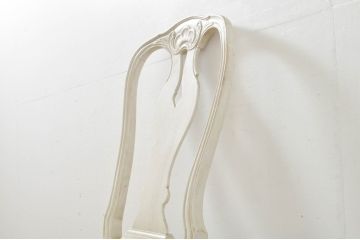 フランスアンティーク　ペイント　可愛らしい彫刻を施したフレンチダイニングチェア(椅子、イス、いす、アームレスチェア)(R-076412)