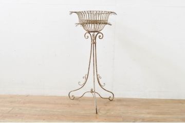 フランスアンティーク　ペンキのはげたフレンチプランタースタンド(花台、飾り台)(R-076413)