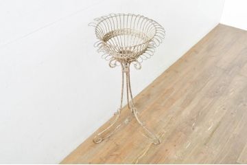フランスアンティーク　ペンキのはげたフレンチプランタースタンド(花台、飾り台)(R-076413)