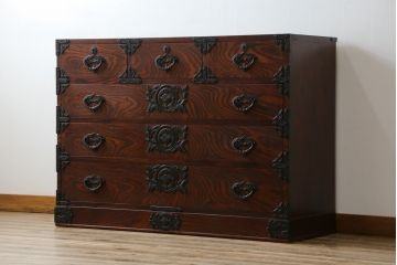 中古　岩谷堂箪笥　桜木家具店作　重厚な雰囲気で格式ただようチェスト(和タンス、衣装箪笥、整理箪笥、収納箪笥、引き出し、サイドチェスト)(R-076416)