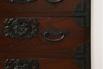 中古　筑後民芸　落ち着いた佇まいで和の雰囲気を引き立てる小箪笥(収納箪笥、整理箪笥、サイドチェスト、引き出し、和箪笥)(定価約17万円)(R-076417)