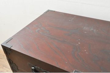 中古　欅産業　仙台民芸箪笥(仙台箪笥)　漆塗りの品のある佇まいが美しい衣装箪笥(引き出し、サイドチェスト、収納箪笥、和たんす)(R-076418)