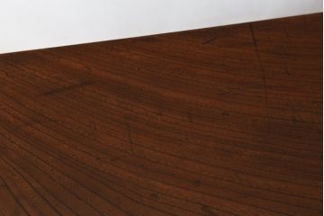 和製アンティーク　総欅(ケヤキ)材　銅金具の重厚な文机(ローテーブル、座机、センターテーブル、作業台、ワークデスク、テレビ台、在宅用、在宅ワーク用)(R-076420)