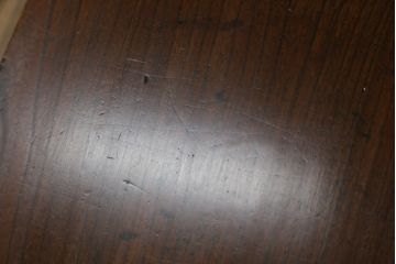 和製アンティーク　総欅(ケヤキ)材　銅金具の重厚な文机(ローテーブル、座机、センターテーブル、作業台、ワークデスク、テレビ台、在宅用、在宅ワーク用)(R-076420)