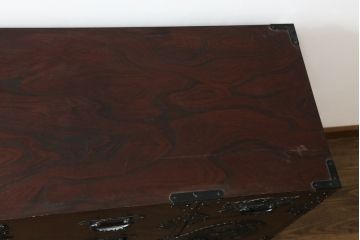 中古　仙台民芸箪笥(仙台箪笥)　欅産業　凝ったつくりの大振りの金具が目を惹く仙台箪笥サイドボード(サイドチェスト、ローチェスト、収納箪笥、衣装箪笥、引き出し)(R-076423)
