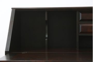 中古　北海道民芸家具　コンパクトで使い勝手の良いライティングビューロー(簿記机、ワークデスク、引き出し、サイドチェスト、在宅用、在宅ワーク用)(R-076426)