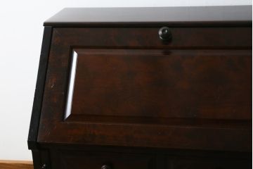 中古　北海道民芸家具　コンパクトで使い勝手の良いライティングビューロー(簿記机、ワークデスク、引き出し、サイドチェスト、在宅用、在宅ワーク用)(R-076426)