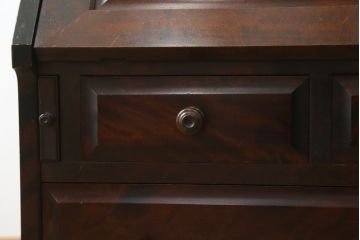 中古　北海道民芸家具　コンパクトで使い勝手の良いライティングビューロー(簿記机、ワークデスク、引き出し、サイドチェスト、在宅用、在宅ワーク用)(R-076426)