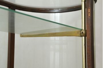 イギリスアンティーク　パーケットリーが目を惹く!! 趣のある雰囲気漂うオーバルガラスケース(Gケース、ショーケース、Rガラス、曲げガラス、陳列棚、飾り棚、店舗什器、英国)(R-076427)