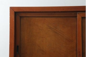 和製アンティーク　檜(ヒノキ)材・欅(ケヤキ)材　シンプルなつくりがお部屋に取り入れやすい二段重ね収納棚(戸棚、キャビネット、重ねタンス、茶棚、茶箪笥、水屋箪笥、食器棚、サイドボード、店舗什器)(R-076429)