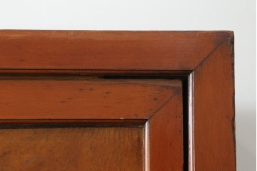 和製アンティーク　檜(ヒノキ)材・欅(ケヤキ)材　シンプルなつくりがお部屋に取り入れやすい二段重ね収納棚(戸棚、キャビネット、重ねタンス、茶棚、茶箪笥、水屋箪笥、食器棚、サイドボード、店舗什器)(R-076429)