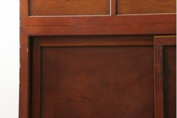 和製アンティーク　檜(ヒノキ)材・欅(ケヤキ)材　シンプルなつくりがお部屋に取り入れやすい二段重ね収納棚(戸棚、キャビネット、重ねタンス、茶棚、茶箪笥、水屋箪笥、食器棚、サイドボード、店舗什器)(R-076429)