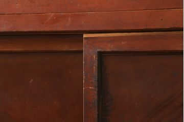 和製アンティーク　檜(ヒノキ)材・欅(ケヤキ)材　シンプルなつくりがお部屋に取り入れやすい二段重ね収納棚(戸棚、キャビネット、重ねタンス、茶棚、茶箪笥、水屋箪笥、食器棚、サイドボード、店舗什器)(R-076429)