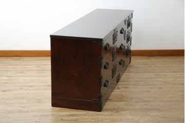 中古　美品　岩谷堂箪笥　籐里木工所　佐藤幸則作　落ち着いた色味が魅力的なローボード(引き出し、ローチェスト、サイドチェスト、収納箪笥、テレビ台、テレビボード)(R-076433)