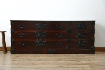 中古　美品　岩谷堂箪笥　籐里木工所　佐藤幸則作　落ち着いた色味が魅力的なローボード(引き出し、ローチェスト、サイドチェスト、収納箪笥、テレビ台、テレビボード)(R-076433)