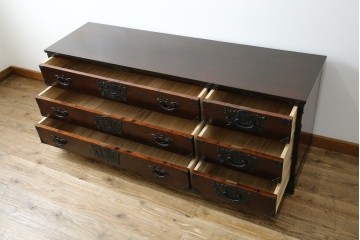 中古　美品　岩谷堂箪笥　籐里木工所　佐藤幸則作　落ち着いた色味が魅力的なローボード(引き出し、ローチェスト、サイドチェスト、収納箪笥、テレビ台、テレビボード)(R-076433)