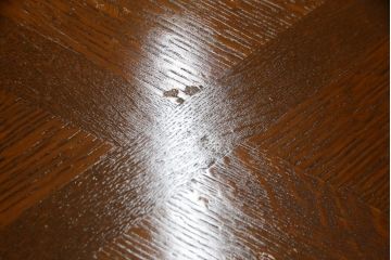 フランスビンテージ　オーク材　すらっと伸びた猫脚に施されたデザインが上品なパーケットリーエクステンションテーブル(ダイニングテーブル、4人掛け、6人掛け、食卓、ヴィンテージ)(R-076436)