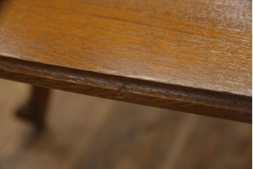 フランスビンテージ　オーク材　すらっと伸びた猫脚に施されたデザインが上品なパーケットリーエクステンションテーブル(ダイニングテーブル、4人掛け、6人掛け、食卓、ヴィンテージ)(R-076436)