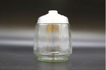 昭和レトロ　当時物　大正〜昭和初期　アルミ蓋　昔懐かしい雰囲気漂うガラス瓶3個セット(キャニスター、ガラスビン、硝子、菓子瓶、フタ付き)(R-076438)