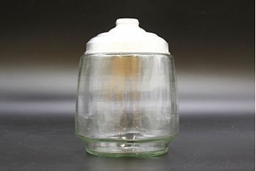 昭和レトロ　当時物　大正〜昭和初期　アルミ蓋　昔懐かしい雰囲気漂うガラス瓶3個セット(キャニスター、ガラスビン、硝子、菓子瓶、フタ付き)(R-076438)