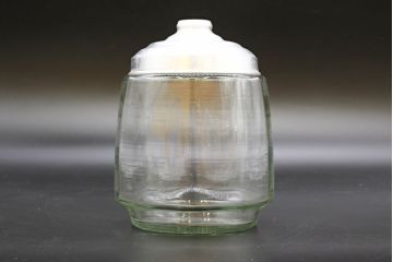 昭和レトロ　当時物　大正〜昭和初期　アルミ蓋　昔懐かしい雰囲気漂うガラス瓶3個セット(キャニスター、ガラスビン、硝子、菓子瓶、フタ付き)(R-076438)