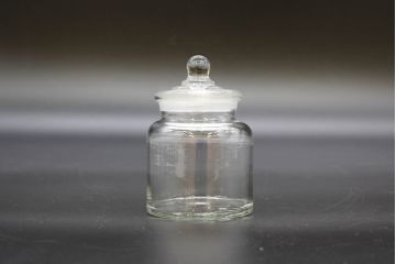 昭和レトロ　様々な用途に使える蓋付きガラス瓶5個セット(キャニスター、ガラスビン、硝子、菓子瓶、フタ付き)(R-076447)