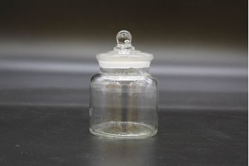 昭和レトロ　様々な用途に使える蓋付きガラス瓶5個セット(キャニスター、ガラスビン、硝子、菓子瓶、フタ付き)(R-076449)