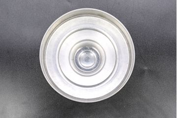 アンティーク雑貨　当時物　デッドストック　アルミ蓋　大・中・小　色々な用途に使える蓋付きガラス瓶3個セット(角瓶、角型、キャニスター、ガラスビン、菓子瓶、硝子、小物入れ、ディスプレイ雑貨、古道具、店舗什器、フタ付き)(R-076454)