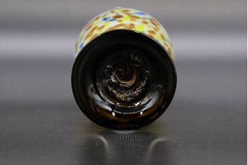 昭和レトロ　戦前　大正　可愛らしいデザインの古いマーブルガラス花瓶2個セット(フリル、色被せ、一輪挿し、花入、花器、硝子、吹きガラス)(R-076455)