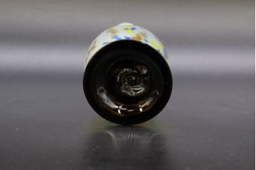 昭和レトロ　戦前　大正　可愛らしいデザインの古いマーブルガラス花瓶2個セット(フリル、色被せ、一輪挿し、花入、花器、硝子、吹きガラス)(R-076457)