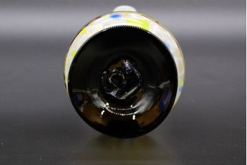 昭和レトロ　戦前　大正　可愛らしいデザインの古いマーブルガラス花瓶2個セット(フリル、色被せ、一輪挿し、花入、花器、硝子、吹きガラス)(R-076458)