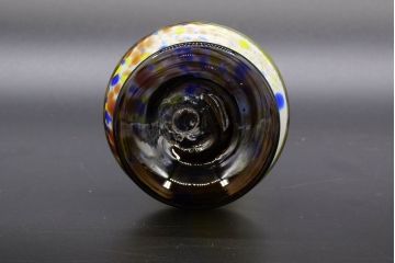 昭和レトロ　戦前　大正　可愛らしいデザインの古いマーブルガラス花瓶2個セット(フリル、色被せ、一輪挿し、花入、花器、硝子、吹きガラス)(R-076460)