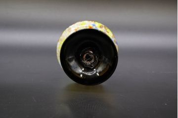 昭和レトロ　戦前　大正　可愛らしいデザインの古いマーブルガラス花瓶2個セット(フリル、色被せ、一輪挿し、花入、花器、硝子、吹きガラス)(R-076461)