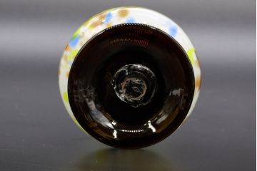 昭和レトロ　戦前　大正　可愛らしいデザインの古いマーブルガラス花瓶2個セット(フリル、色被せ、一輪挿し、花入、花器、硝子、吹きガラス)(R-076462)