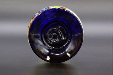 昭和レトロ　戦前　大正　可愛らしいデザインの古いマーブルガラス花瓶2個セット(フリル、色被せ、一輪挿し、花入、花器、硝子、吹きガラス)(R-076464)