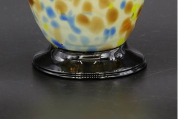 昭和レトロ　戦前　大正　可愛らしいデザインの古いマーブルガラス花瓶2個セット(フリル、色被せ、一輪挿し、花入、花器、硝子、吹きガラス)(R-076465)