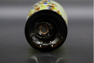 昭和レトロ　戦前　大正　可愛らしいデザインの古いマーブルガラス花瓶2個セット(フリル、色被せ、一輪挿し、花入、花器、硝子、吹きガラス)(R-076470)