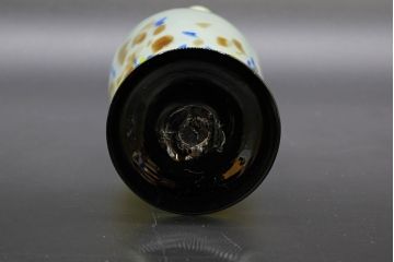昭和レトロ　戦前　大正　可愛らしいデザインの古いマーブルガラス花瓶2個セット(フリル、色被せ、一輪挿し、花入、花器、硝子、吹きガラス)(R-076474)