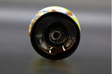 昭和レトロ　戦前　大正　可愛らしいデザインの古いマーブルガラス花瓶2個セット(フリル、色被せ、一輪挿し、花入、花器、硝子、吹きガラス)(R-076474)