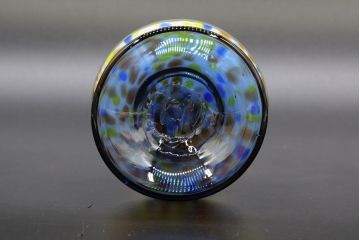 昭和レトロ　戦前　大正　可愛らしいデザインの古いマーブルガラス花瓶2個セット(フリル、色被せ、一輪挿し、花入、花器、硝子、吹きガラス)(R-076475)