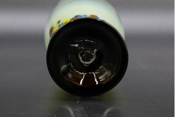 昭和レトロ　戦前　大正　可愛らしいデザインの古いマーブルガラス花瓶2個セット(フリル、色被せ、一輪挿し、花入、花器、硝子、吹きガラス)(R-076478)