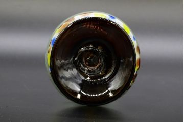 昭和レトロ　戦前　大正　可愛らしいデザインの古いマーブルガラス花瓶2個セット(フリル、色被せ、一輪挿し、花入、花器、硝子、吹きガラス)(R-076479)