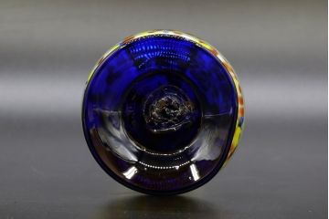 昭和レトロ　戦前　大正　可愛らしいデザインの古いマーブルガラス花瓶2個セット(フリル、色被せ、一輪挿し、花入、花器、硝子、吹きガラス)(R-076481)