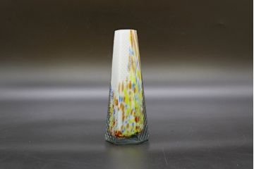 昭和レトロ　戦前　大正　置くだけでお部屋のアクセントになる古いマーブルガラス花瓶2個セット(六角、一輪挿し、花入、花器、硝子)(R-076483)